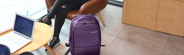 Lapacker 15.6-17 Inch Business Laptop Backpack for Women Waterproof Travel Bag Lightweight College Students Notebook Computer Backpack-Purple